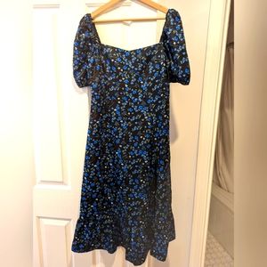 Commense Bellflower Blooms Slit Dress, Size US L